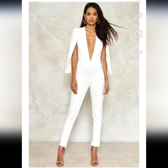 Nasty Gal Pants - White Cape it Together Jumpsuit